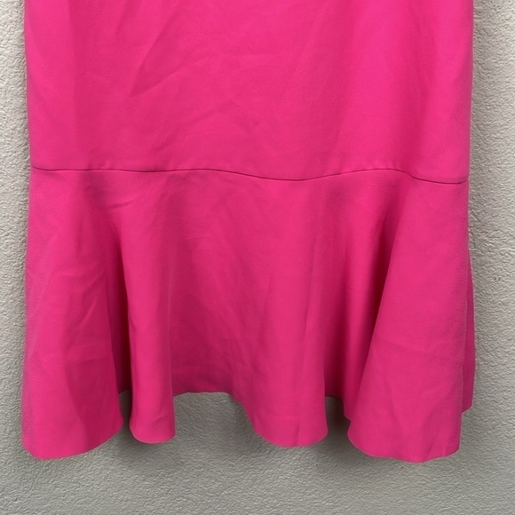 Banana Republic Short Sleeve Solid Flounce Dress Bright Pink Barbie Sz 4 - Picture 5 of 13